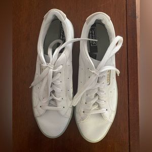 Adidas Sleek Ice Mint Leather Athletic Shoe Womens Size 8.5 G27342 White Green